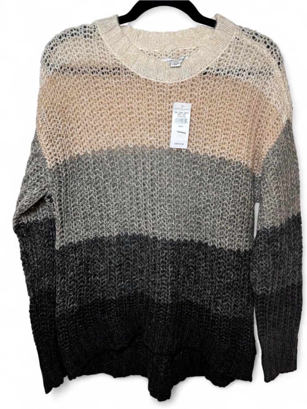 ❗️SALE American Eagle Womens Color block Striped Crochet Knit Wool Blend Sweater